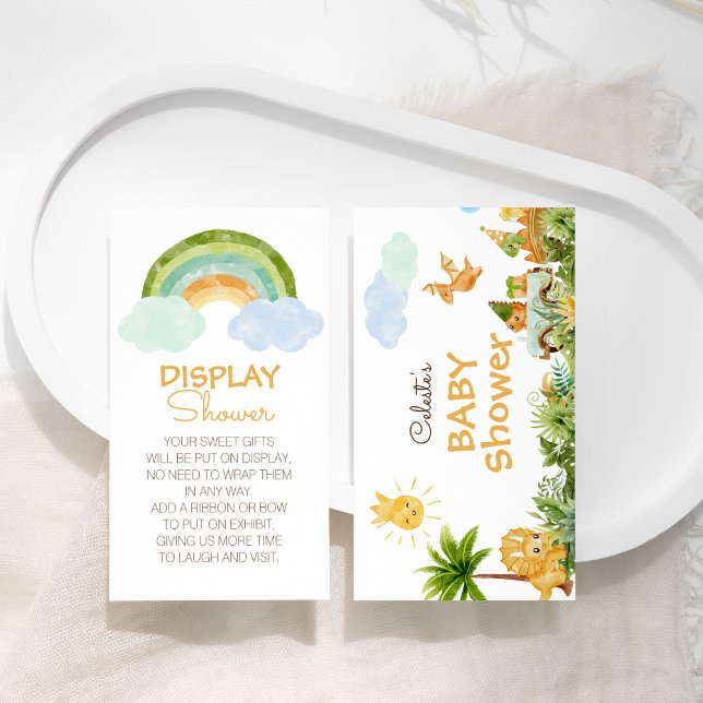 Modern Dinosaur Rainbow Baby Shower Display Shower Enclosure Card (Creator Uploaded)