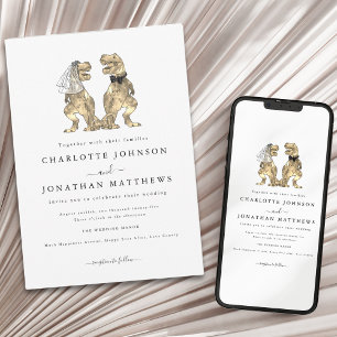 Modern Dinosaur Theme Wedding Invitation