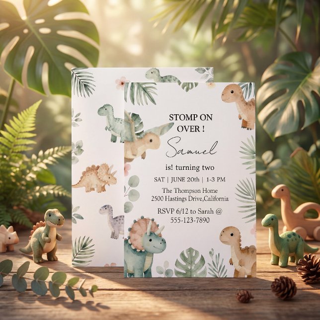  Modern dinosaur trex boy birthday party Invitation (Creator Uploaded)