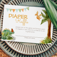 Modern Dinosaur White Baby Shower Diaper Raffle