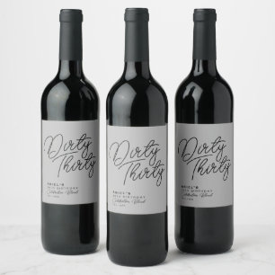 Modern Dirty Thirty Personalised Birthday Wine Lab Label
