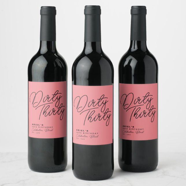 Modern Dirty Thirty Personalised Birthday Wine Label (Bottles)