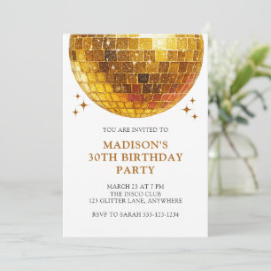 Modern Disco Ball Adult 30th Birthday Party Invitation