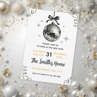 Modern Disco Ball New Year’s Eve Party  Invitation
