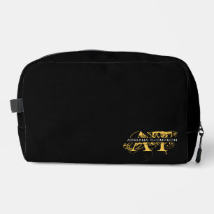 Modern Distressed Black & Gold Monogrammed Dopp Kit