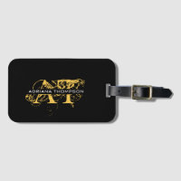 Modern Distressed Black & Gold Monogrammed 