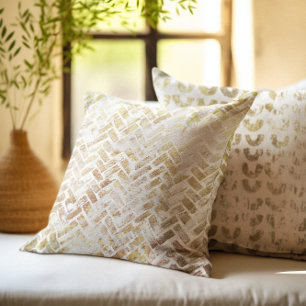 Modern Distressed Gold Pattern - Herringbone Cushion