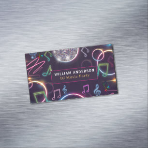Modern DJ Music Party Event  Magnetic Business Card