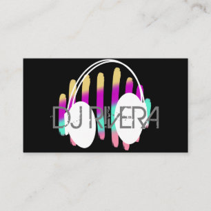 Modern DJ Music Producer Neon Colourful Business Card