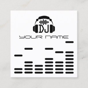 Modern DJ style black white Square Business Card