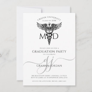 Modern Doctor Photo Graduation Party  Invitation