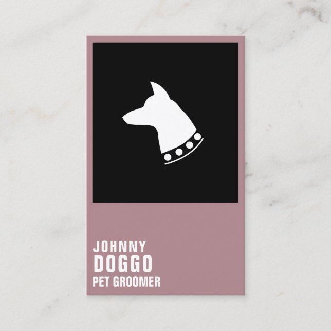 Modern dog head profile illustration logo business card (Front)
