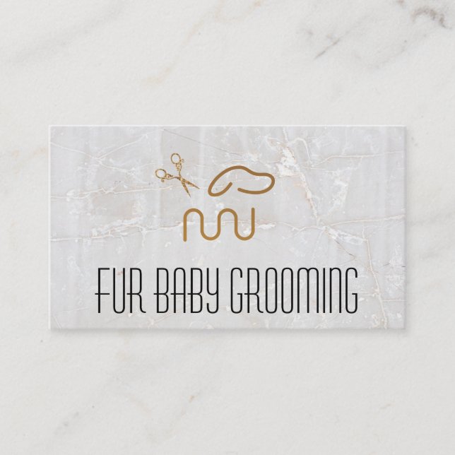 Modern Dog Logo | Scissors Business Card (Front)