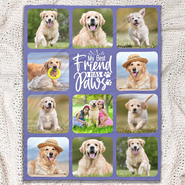 Modern Dog Lover Best Friend Pet Photo Collage Fleece Blanket (Creator Uploaded)