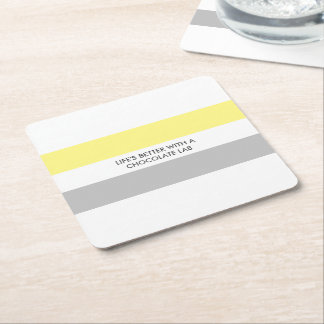 Modern Dog Lover Labrador Fun Quote Square Paper Coaster