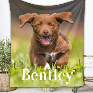 Modern Dog Lover Personalised Puppy Pet Photo Fleece Blanket