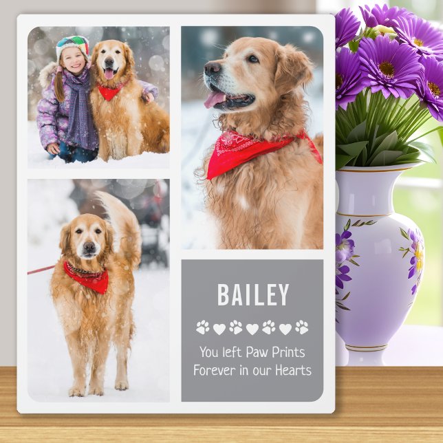 Modern Dog Memorial Keepsake Pet Photo Collage Plaque (Creator Uploaded)