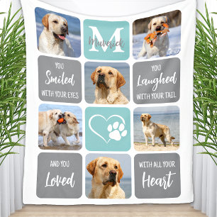 Modern Dog Memorial Pet Loss Custom Colourful Phot Fleece Blanket
