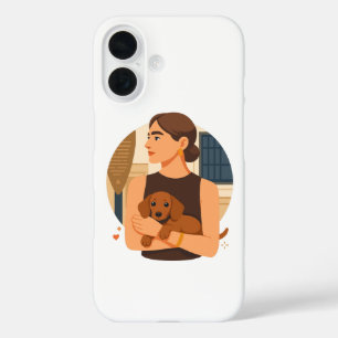 Modern Dog Mom Aesthetic With Cute Puppy iPhone 16 Case