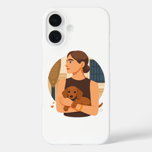 Modern Dog Mom Aesthetic With Cute Puppy Case-Mate iPhone Case (Back)