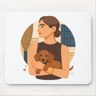 Modern Dog Mom Aesthetic With Cute Puppy Mouse Pad