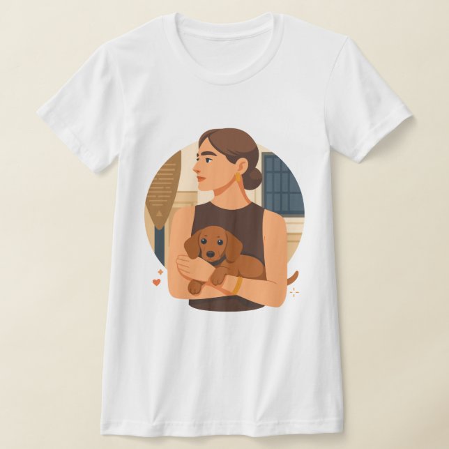Modern Dog Mom Aesthetic With Cute Puppy T-Shirt (Laydown)