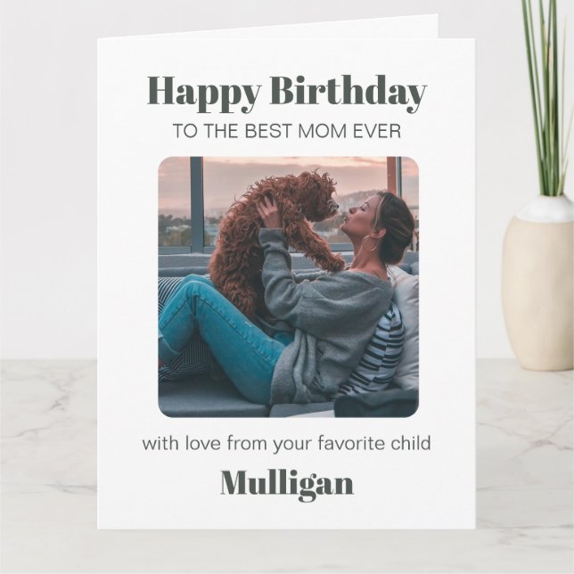 Modern Dog Mum Birthday Pet Simple Custom Photo Card (Front)