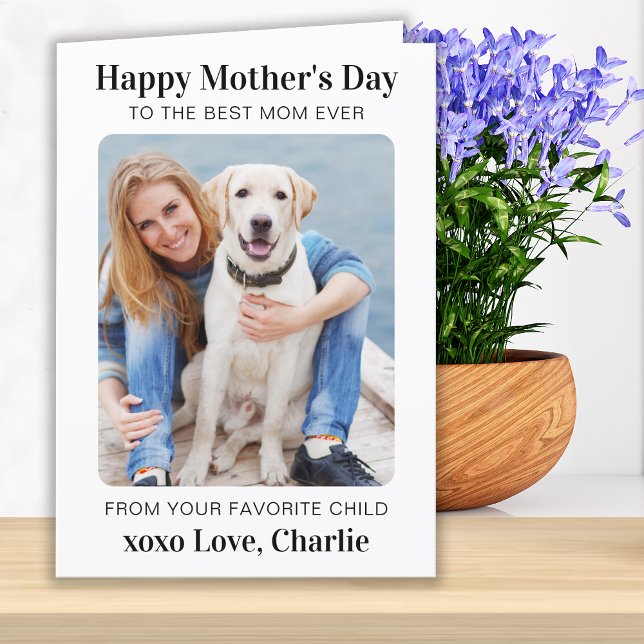 Modern Dog Mum Custom Pet Photo Personalised  Holiday Card (Creator Uploaded)