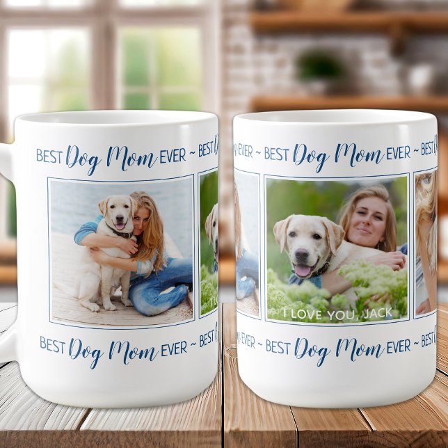 Modern Dog Mum Personalised 3 Photo Coffee Mug (Creator Uploaded)