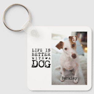 Modern Dog Pet Quote Photo Template Key Ring