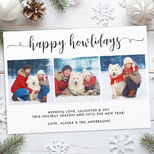 Modern Dog Photo Collage Christmas Happy Howlidays Holiday Card