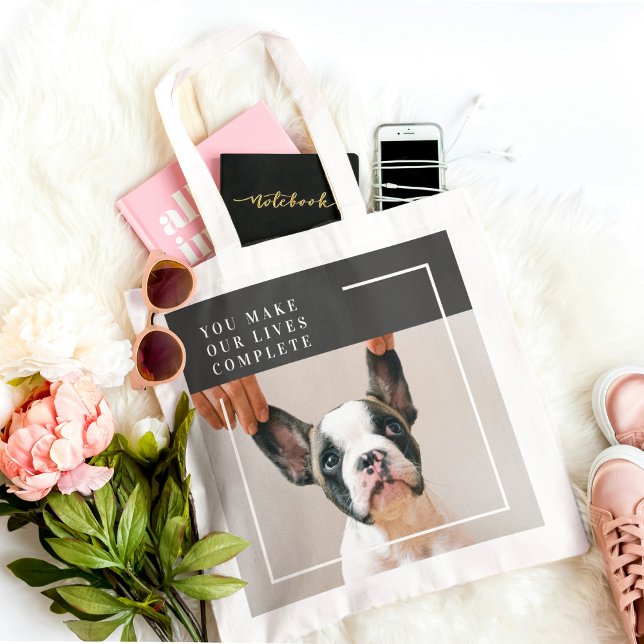 Modern Dog Photo | Dog Quote  Tote Bag (Creator Uploaded)
