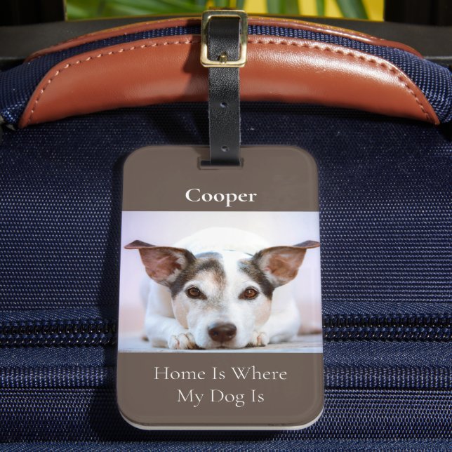 Modern Dog Photo Personalised Luggage Tag (Front Insitu 2)