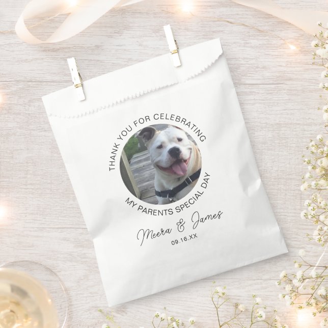 Modern Dog Photo Wedding Favour Bags (Clipped)