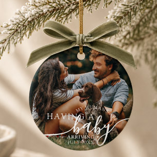 Modern Dog Pregnancy Announcement Keepsake Ceramic Tree Decoration