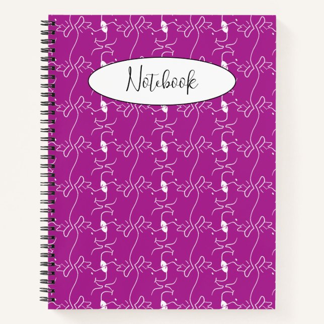 Modern Dog Profile Pattern Pink Custom Spiral Notebook (Front)