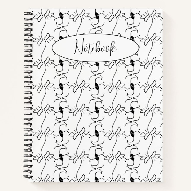 Modern Dog Profile Pattern White Custom Spiral Notebook (Front)
