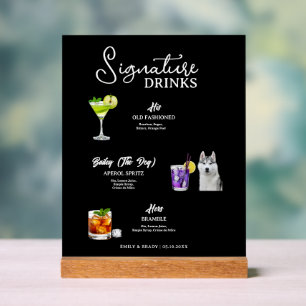 Modern Dog Signature Drinks Wedding Pet Bar Acrylic Sign