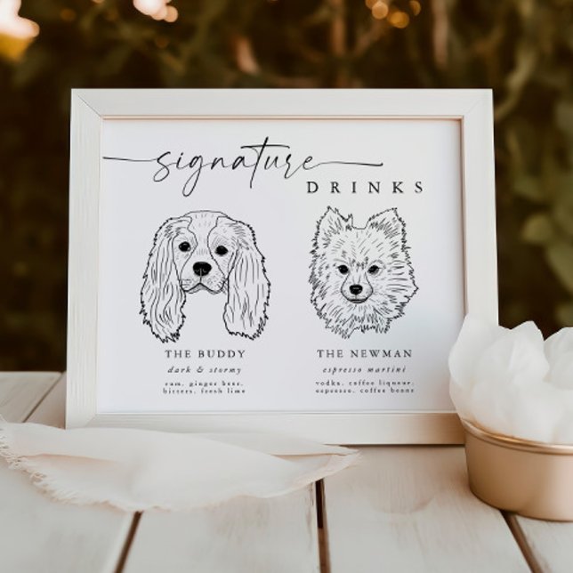 Modern Dog Signature Drinks Wedding Pet Bar Sign (Creator Uploaded)