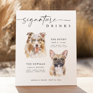 Modern Dog Signature Drinks Wedding Pet Bar Sign