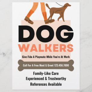 Modern Dog Walker Bone Pet Sitter Flyer