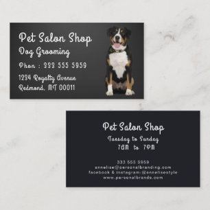 Modern Dog Walker Pet Sitter Watercolor Black Business Card