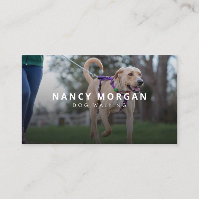 Modern Dog Walker Photo Business Card (Front)