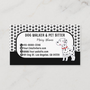 Modern Dog Walker white & black Pet Sitter Business Card