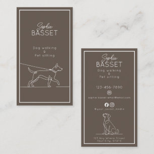 Modern Dog Walking, Pet Sitting Minimalist Business Card