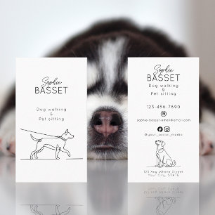 Modern Dog Walking, Pet Sitting Minimalist Business Card