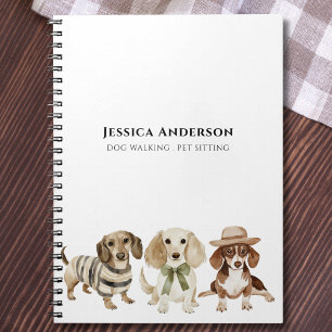 Modern Dog Walking Pet Sitting Watercolor  Notebook