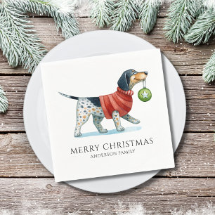 Modern Dog Watercolor Christmas Napkin