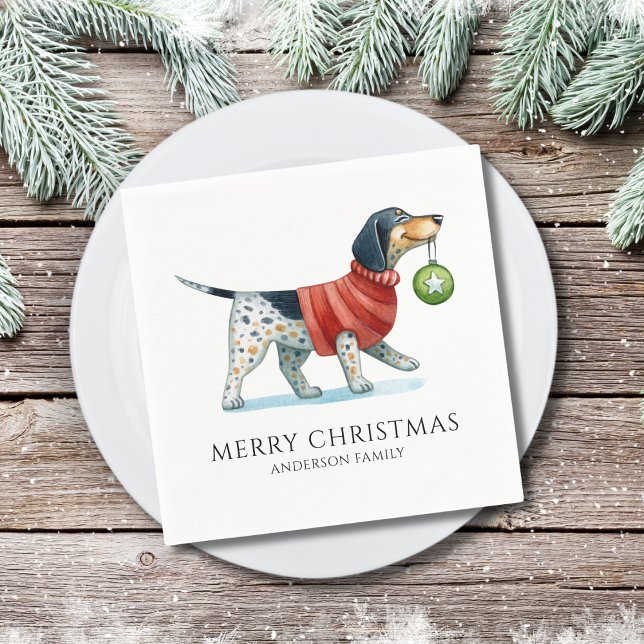 Modern Dog Watercolor Christmas Napkin (Creator Uploaded)