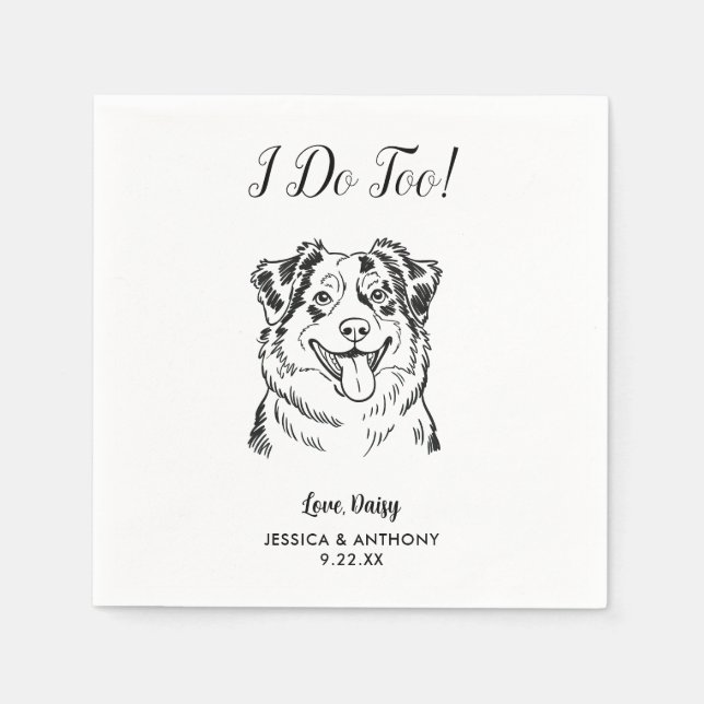 Modern Dog Wedding Cocktail Napkins  (Front)